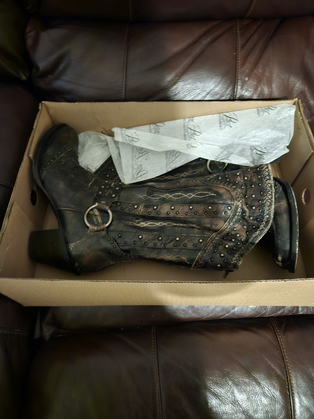 Dan Post Brown Distressed Studded Western Boots
